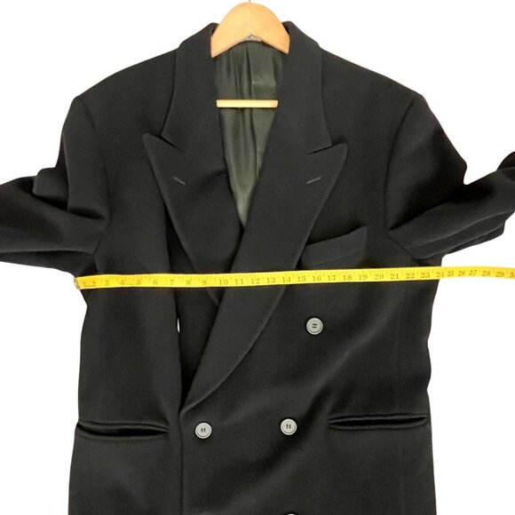 Giorgio Armani Le Collezioni Men Wool Double Breasted Trench Overcoat Black 44R - Picture 11 of 16